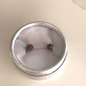 Silver amber studs
